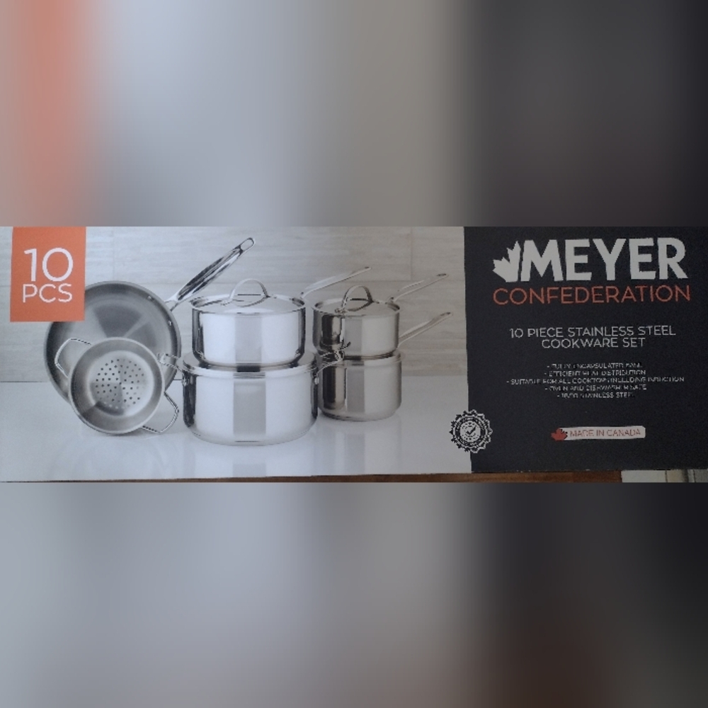 Meyer Confederation 10 Piece Stainless Steel Cookware Set, New, Pan Pot Cooking